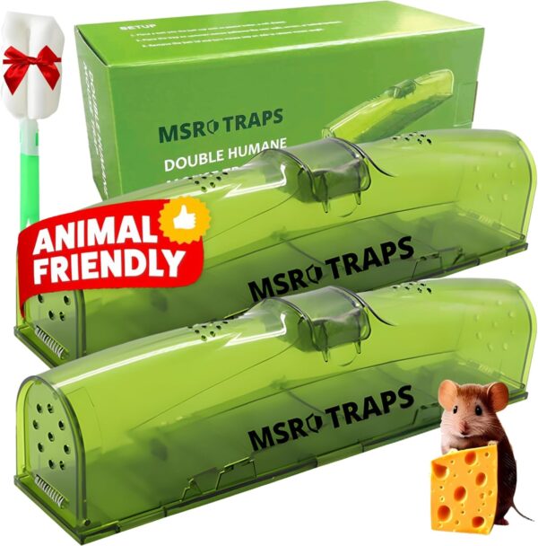 Humane No-Kill Mouse Trap – Pet & Child Safe, Reusable Rodent Catcher for Indoor Use - Pack of 2