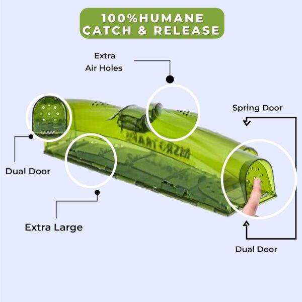 Humane No-Kill Mouse Trap – Pet & Child Safe, Reusable Rodent Catcher for Indoor Use - Pack of 2 - Image 5